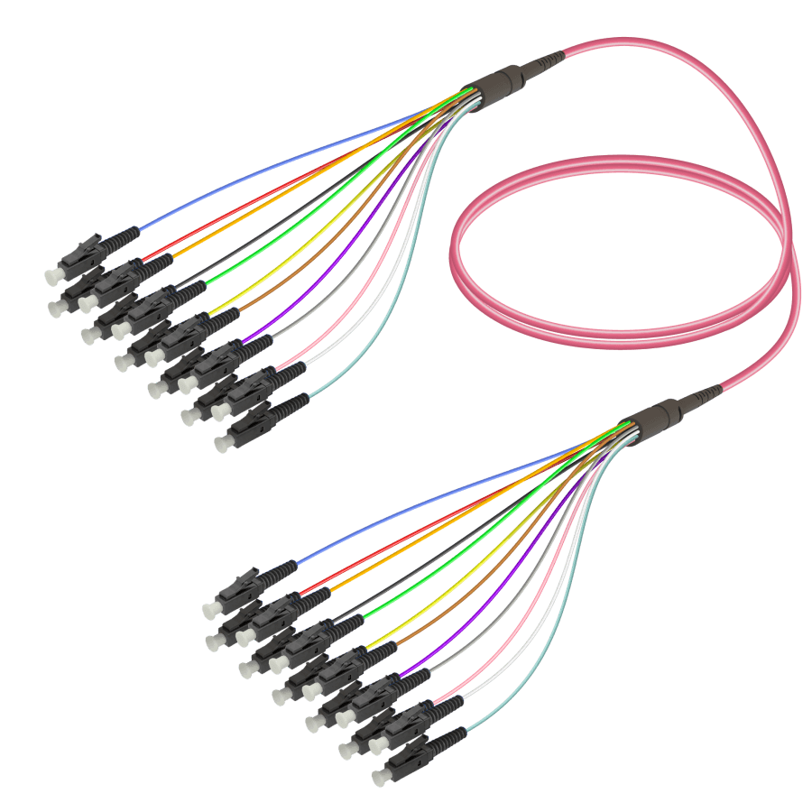 LC/UPC-LC/UPC | 12 Fibers Fanout | Multi Mode G651.OM4 | 3.0/0.9mm