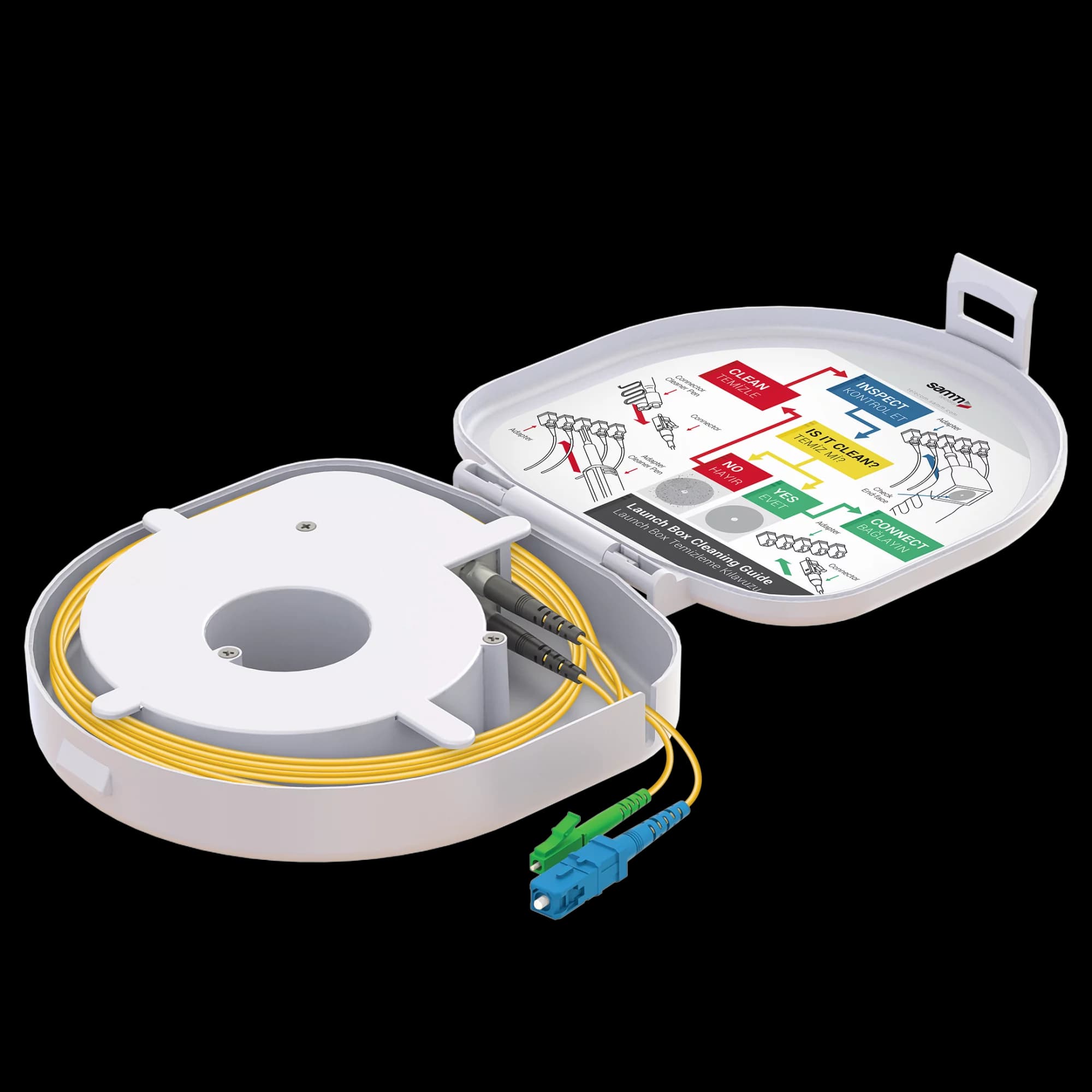 Through Type Fiber Optic OTDR Launch Box | Single Mode G657.A2 | SC UPC/LC APC | 1000 meters