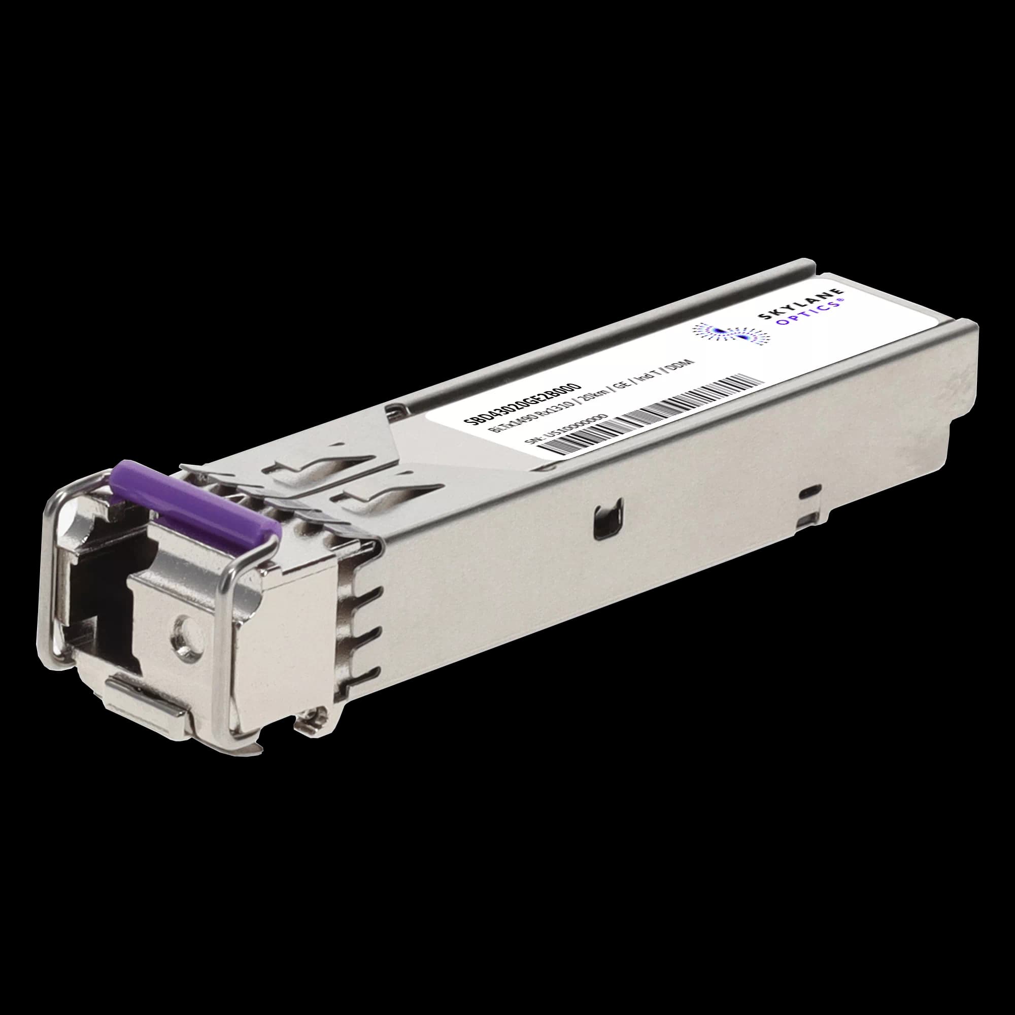 SFP 1GbE BiDi (Downstream TX1490/RX1310), 20km, Single-Mode, Industrial Temp Fiber Optic Transceiver SBD43020GE2B