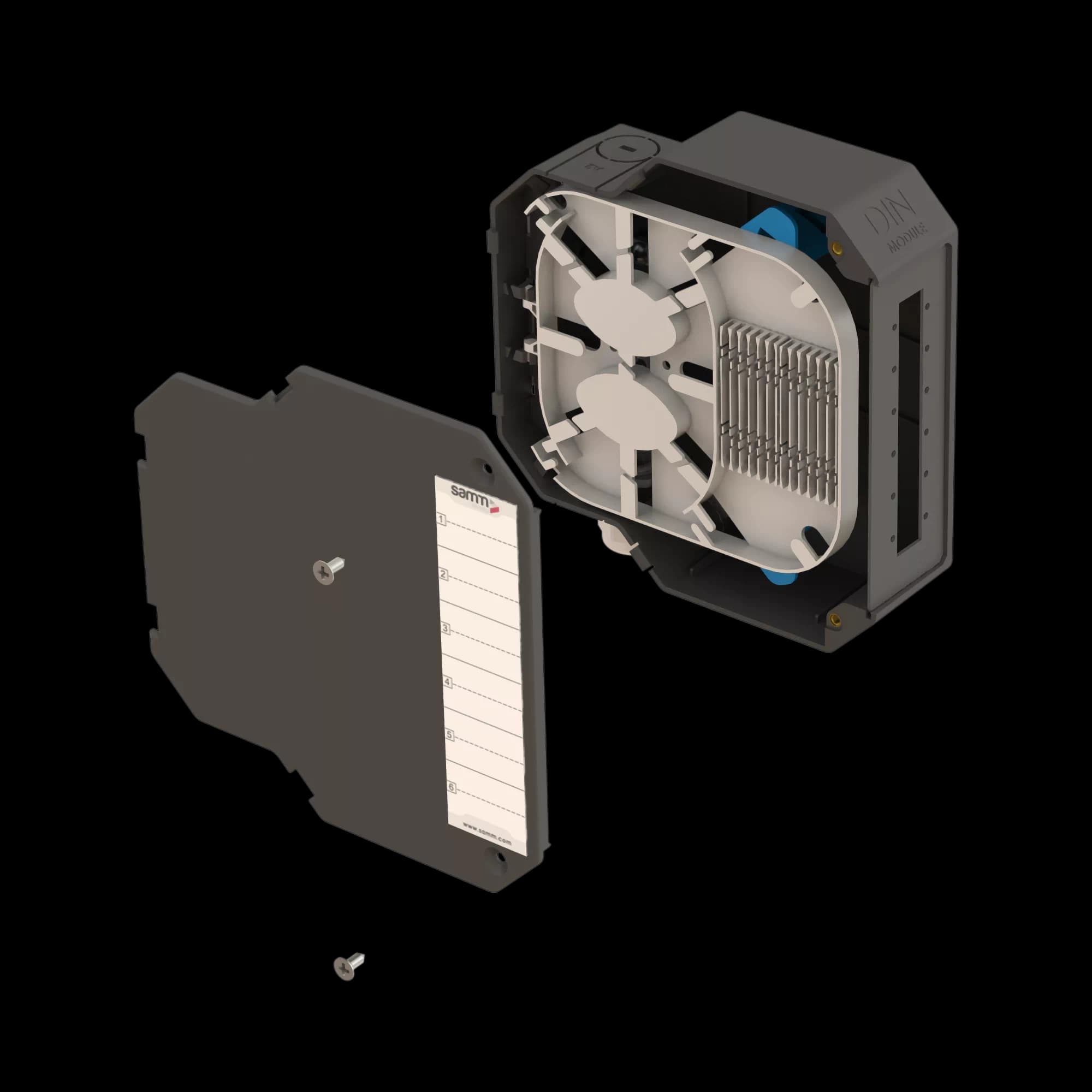 DIN Rail Termination Box | Straight | DP10 Empty (E2000 DX), vista 2