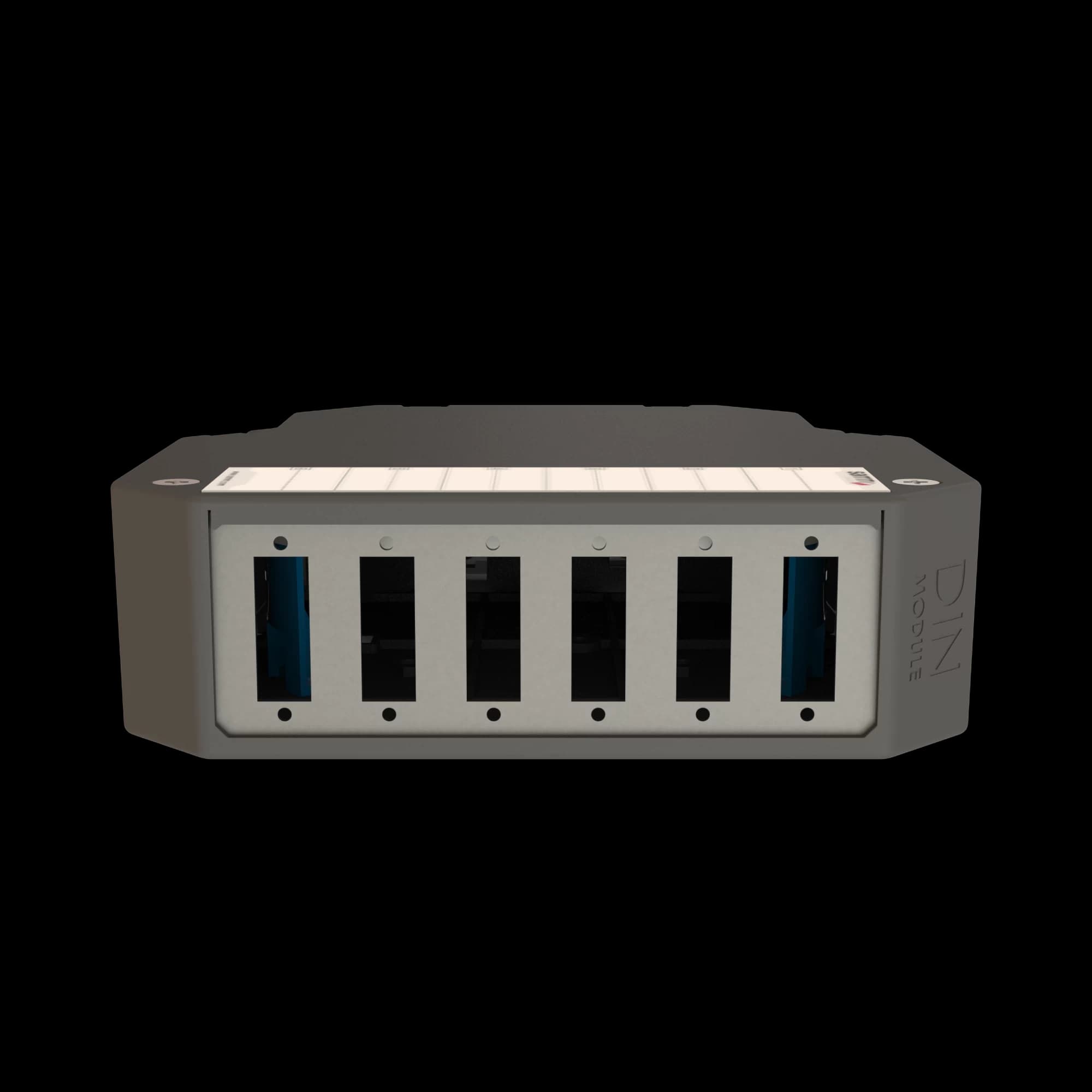 DIN Rail Termination Box | Straight | DP7 Empty (LC/QD SC/DX), vista 3