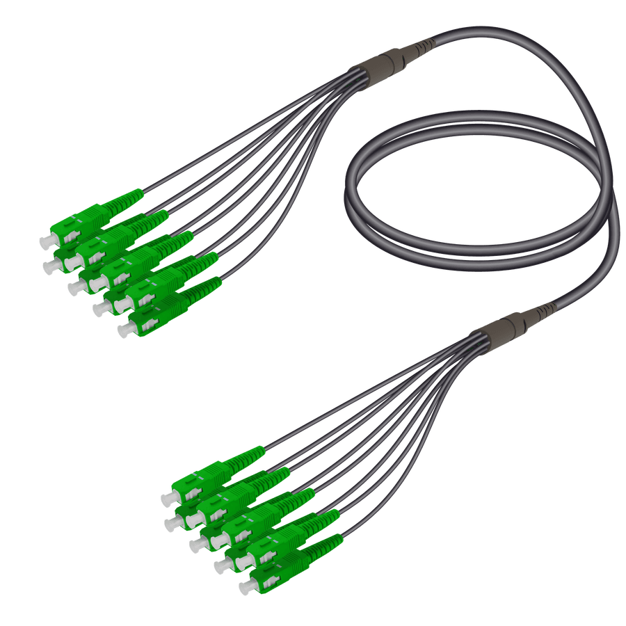 SC/APC-SC/APC | 8 Fibers Universal Fanout | Single Mode G657.A2 | 4.8/1.8mm