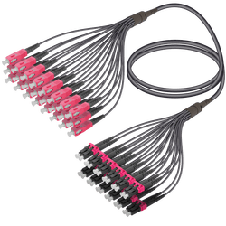 SC/UPC-LC/UPC | 24 Fibers Universal Fanout | Multi Mode G651.OM4 | 4.8/1.8mm, vista 2