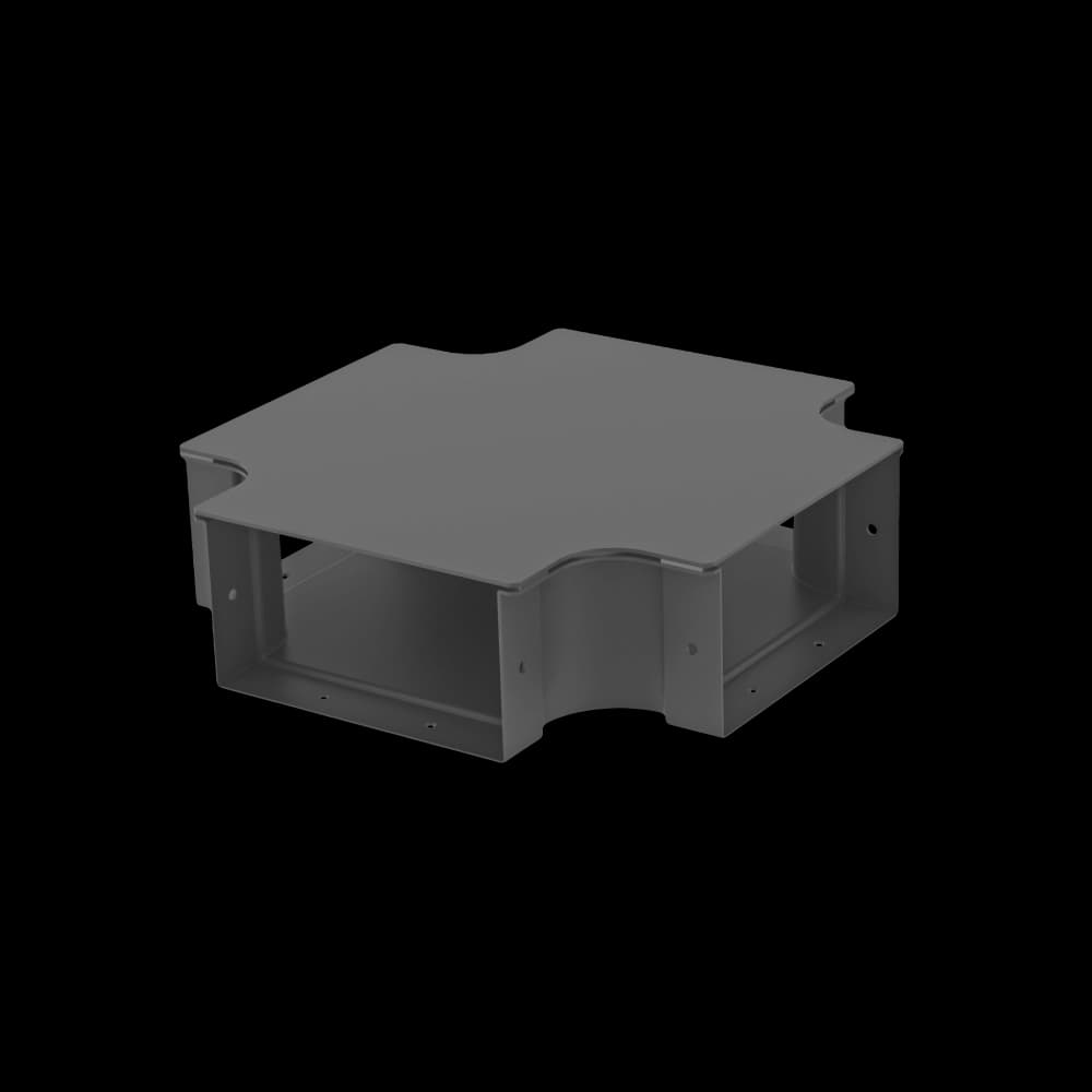 Raceways | 4 Way Cross Connection 200mm | W/ Cover, vista 2