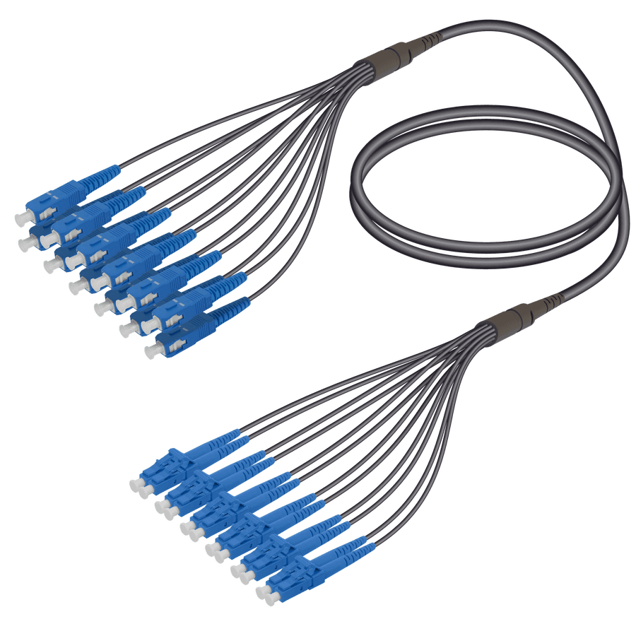 SC/UPC-LC/UPC | 12 Fibers Universal Fanout | Single Mode G657.A2 | 4.8/1.8mm