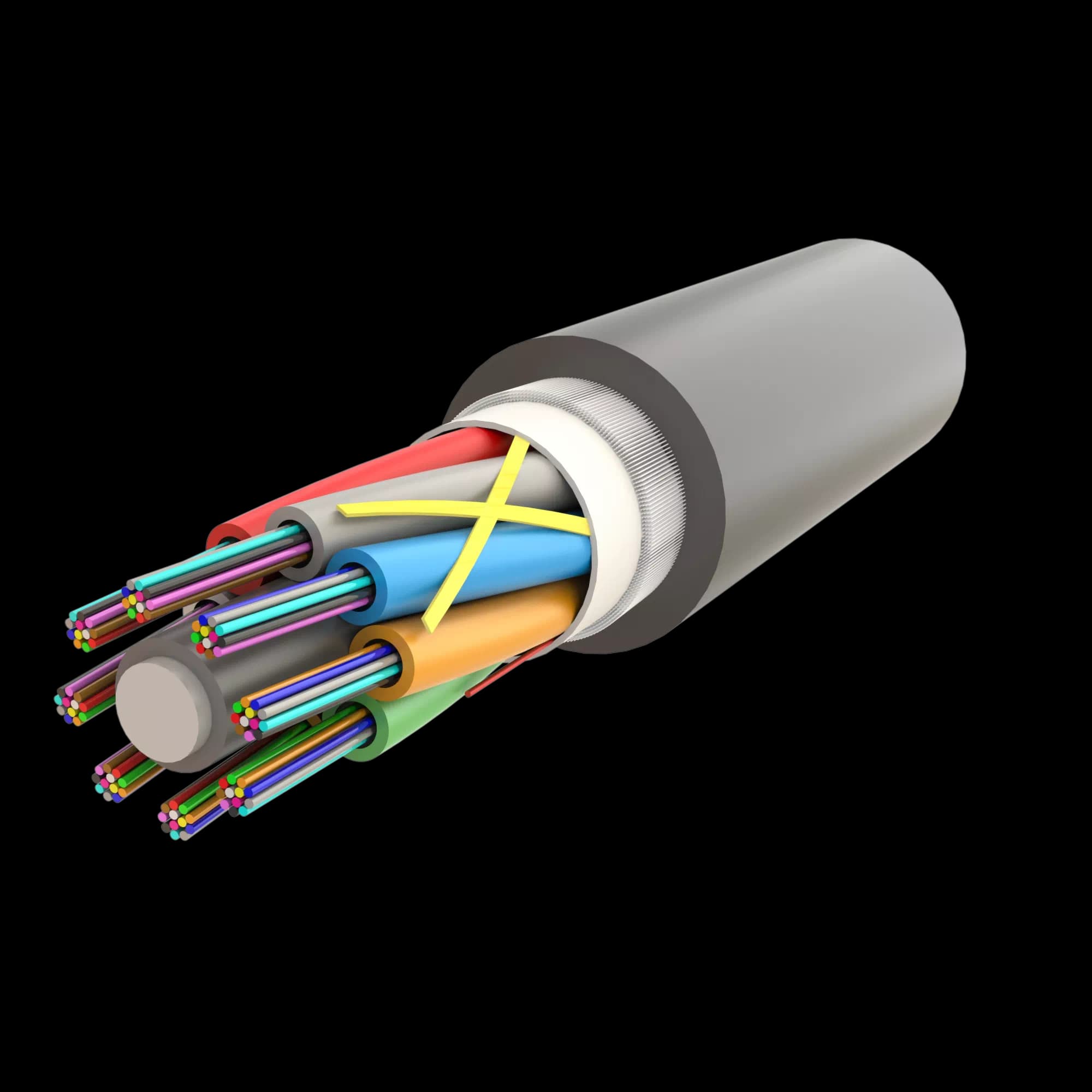 Multi Loose Tube Fiber Optic Cable | Gel-Filled Dry Core | AT-D1Q(ZN-GY)B2Y | 96F