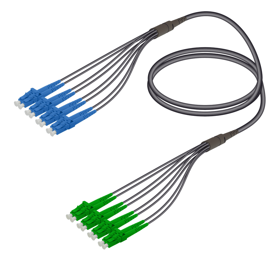 LC/UPC-LC/APC | 8 Fibers Universal Fanout | Single Mode G657.A2 | 4.8/1.8mm