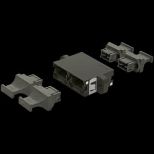 MTP Duplex Adapter | w/ Flange | Opposed Keys | 4 Dust Plugs US Conec ( 14992, 14995, 15000), vista 4