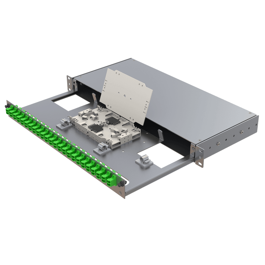 Aluminium 1U Patch Panel | 24 LC Duplex, vista 3