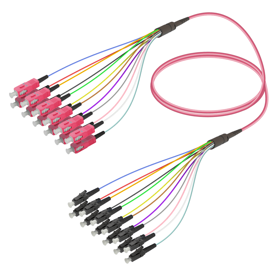 SC/UPC-LC/UPC | 12 Fibers Fanout | Multi Mode G651.OM4 | 3.0/0.9mm