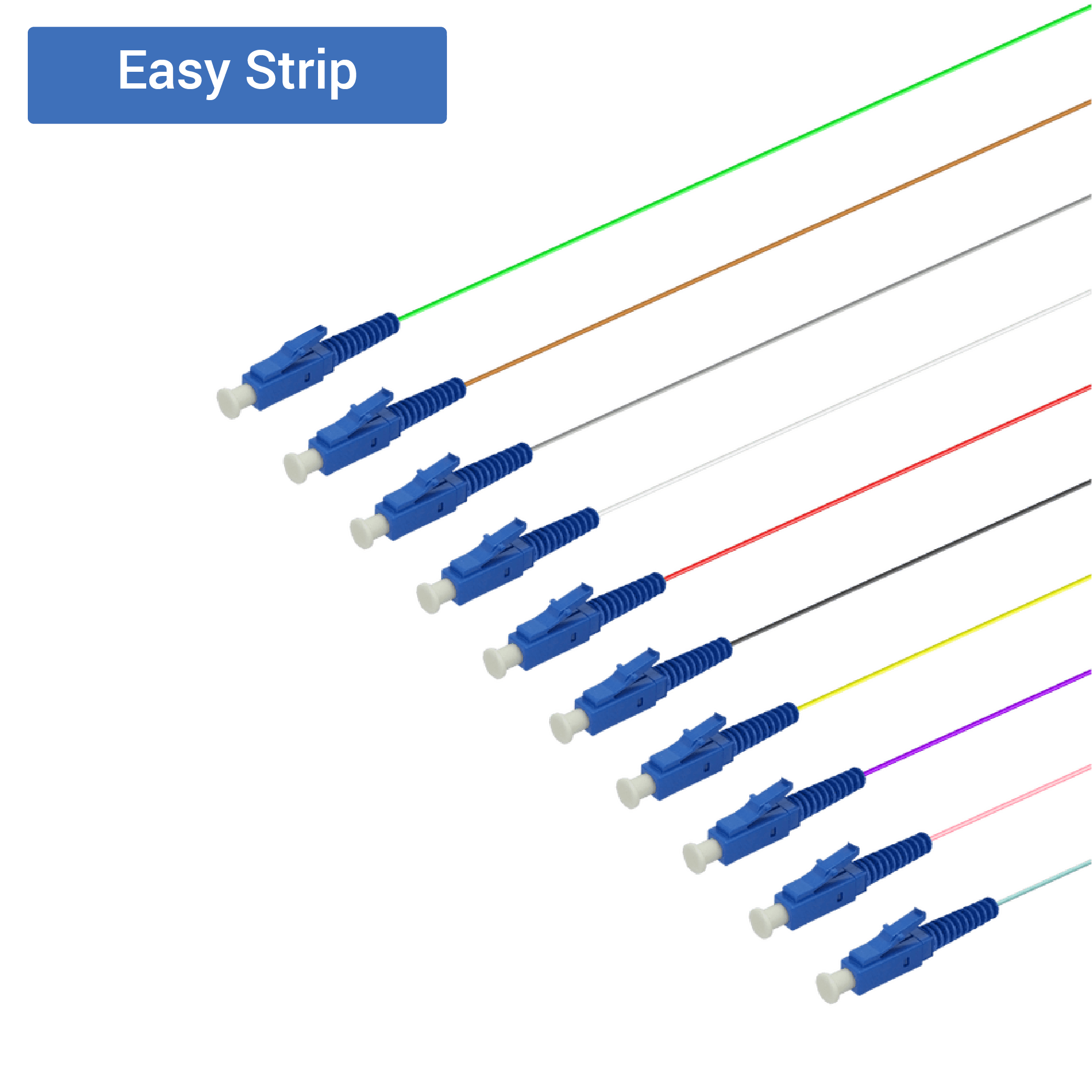 LC/UPC 12 Fiber Pigtail | Single Mode G657.A2 | 0.9mm, vista 2