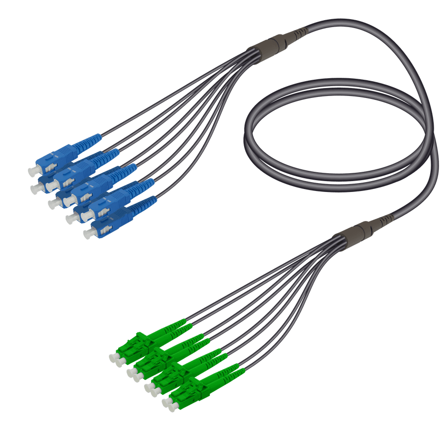 SC/UPC-LC/APC | 8 Fibers Universal Fanout | Single Mode G657.A2 | 4.8/1.8mm