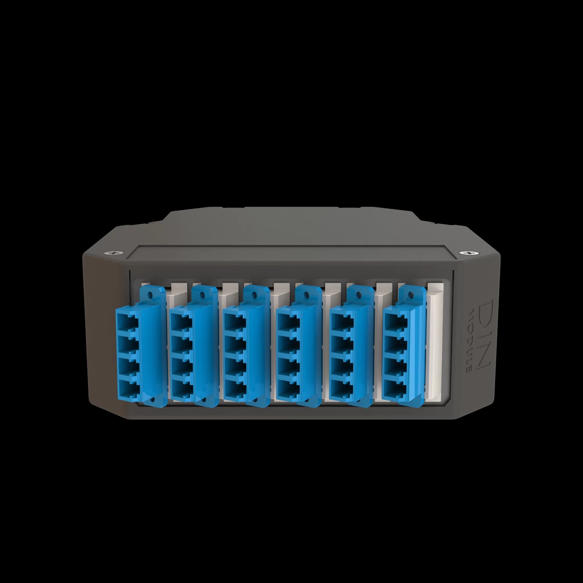 DIN Rail Termination Box | 6 LC Quad Angled | DP1, vista 2