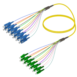 SC/UPC-LC/APC | 12 Fibers Fanout | Single Mode G657.A2 | 3.0/0.9mm, vista 2