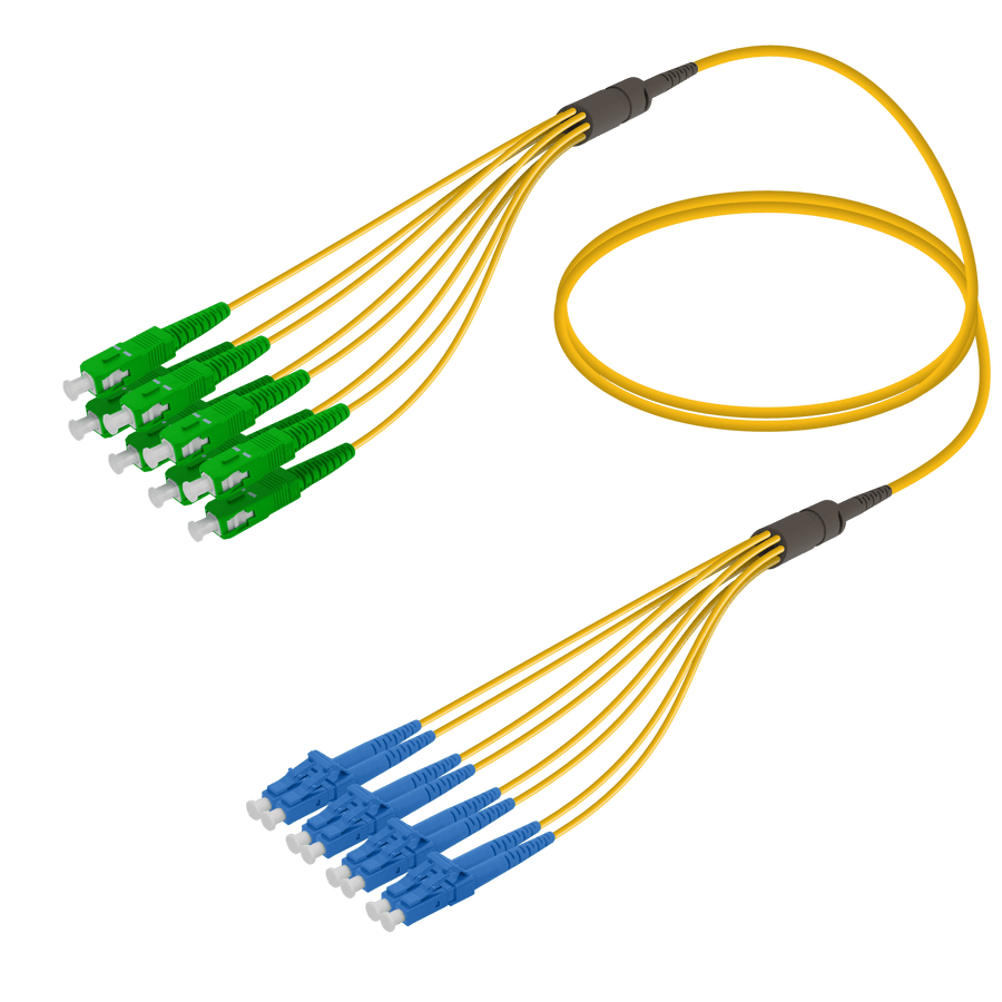 SC/APC-LC/UPC | 8 Fibers Fanout | Single Mode G657.A2 | 3.0/1.8mm