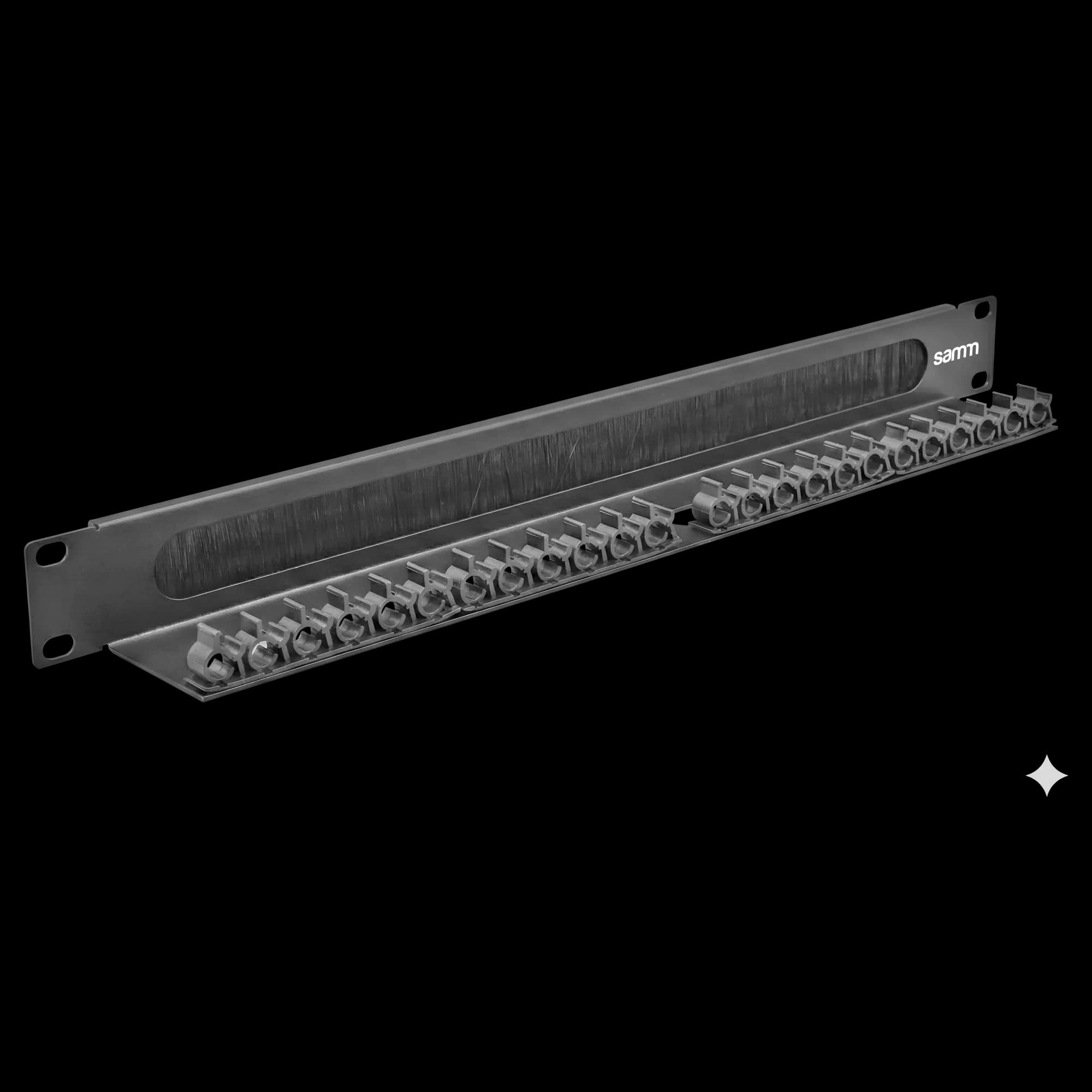 19" 1U Pass-Through Panel with Brush Strip | With Front Management Bar 1 Pc/Pack, vista 5