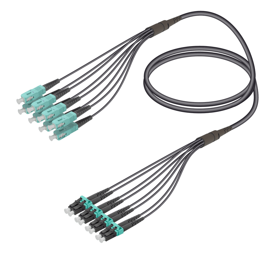 SC/UPC-LC/UPC | 8 Fibers Universal Fanout | Multi Mode G651.OM3 | 4.8/1.8mm