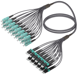 SC/UPC-LC/UPC | 24 Fibers Universal Fanout | Multi Mode G651.OM3 | 4.8/1.8mm, vista 2