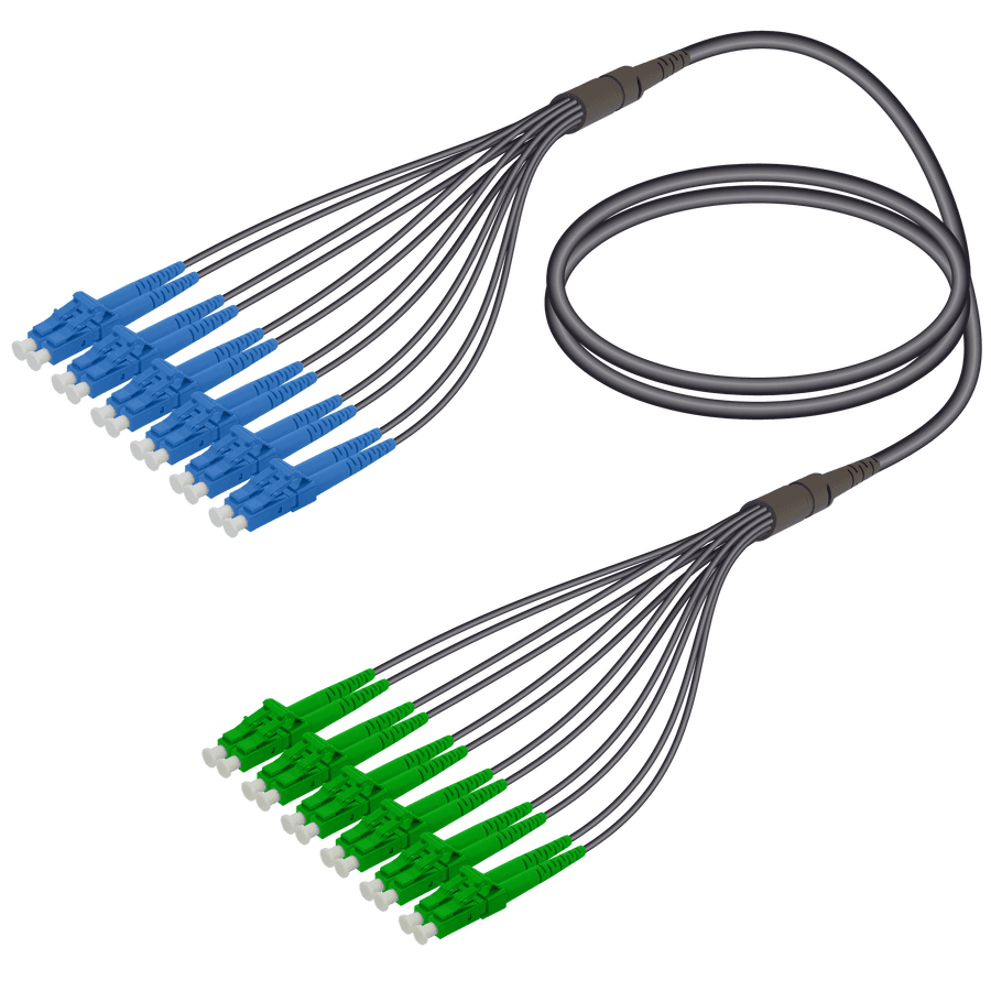 LC/UPC-LC/APC | 12 Fibers Universal Fanout | Single Mode G657.A2 | 4.8/1.8mm