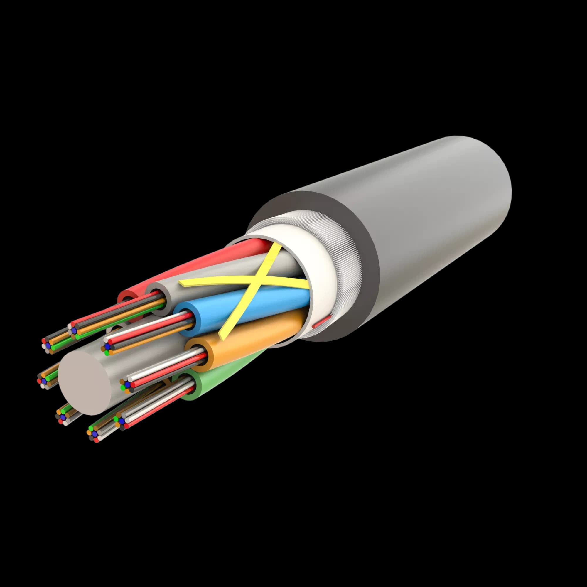 Mini-Duct Multi Loose Tube Fiber Optic Cable | Gel-Filled Dry Core | AT-D1Q2Y | 96F
