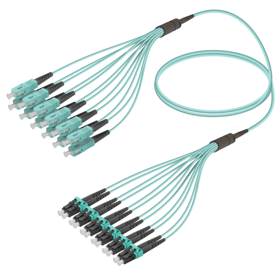 SC/UPC-LC/UPC | 12 Fibers Fanout | Multi Mode G651.OM3 | 3.0/1.8mm