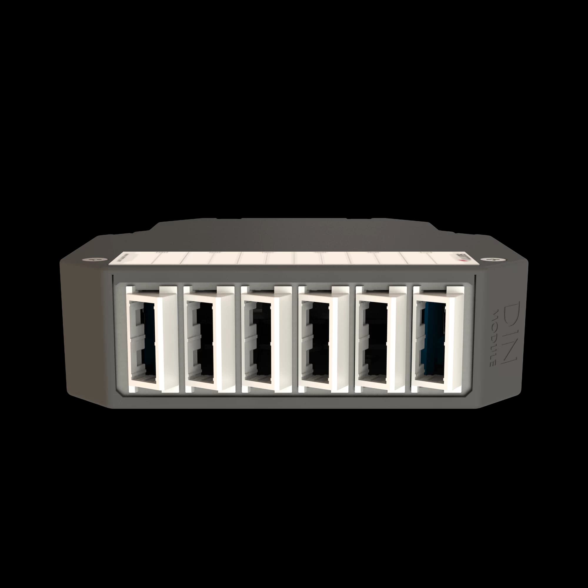DIN Rail Termination Box | Angled | DP1 Empty (LC/QD SC/DX), vista 3