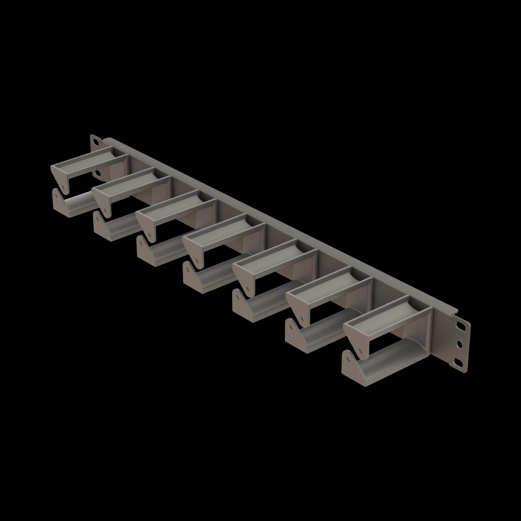 19" 1U Modular Cable Organizer | With 7 Snap In Rings, vista 2