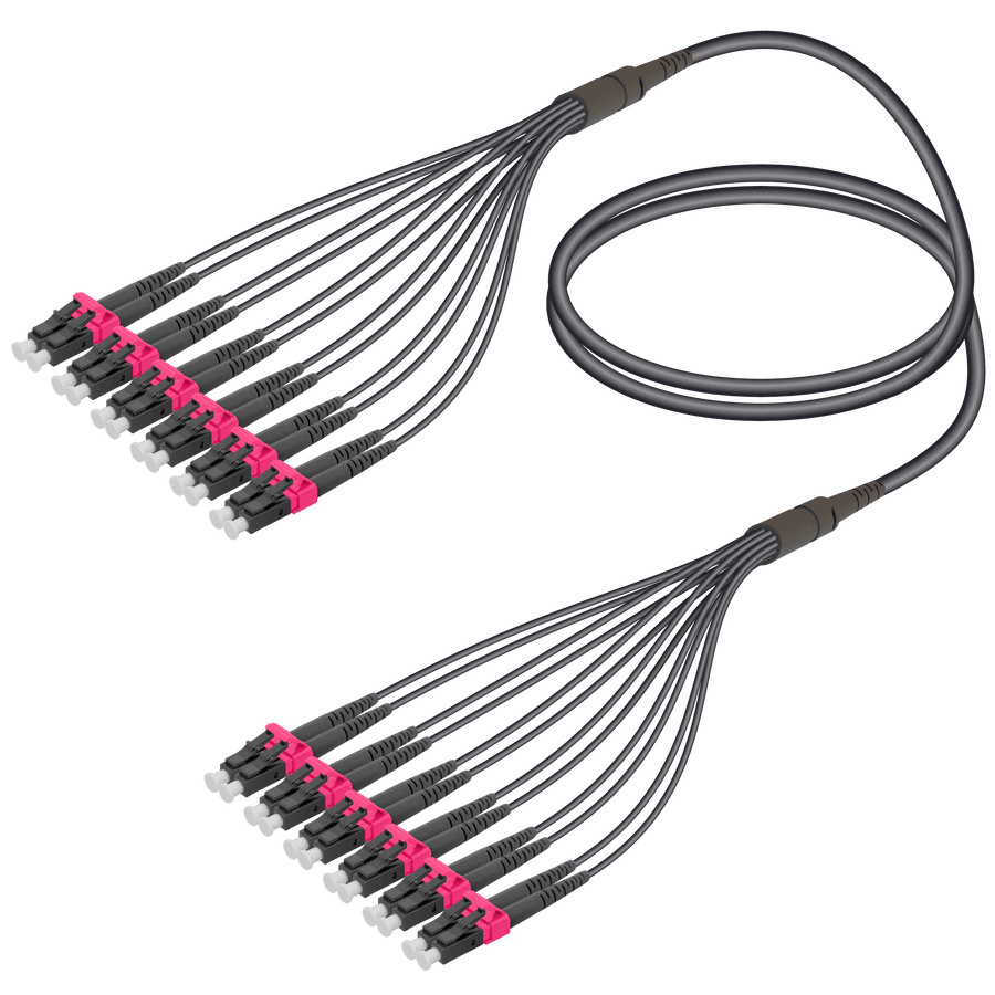LC/UPC-LC/UPC | 12 Fibers Universal Fanout | Multi Mode G651.OM4 | 4.8/1.8mm