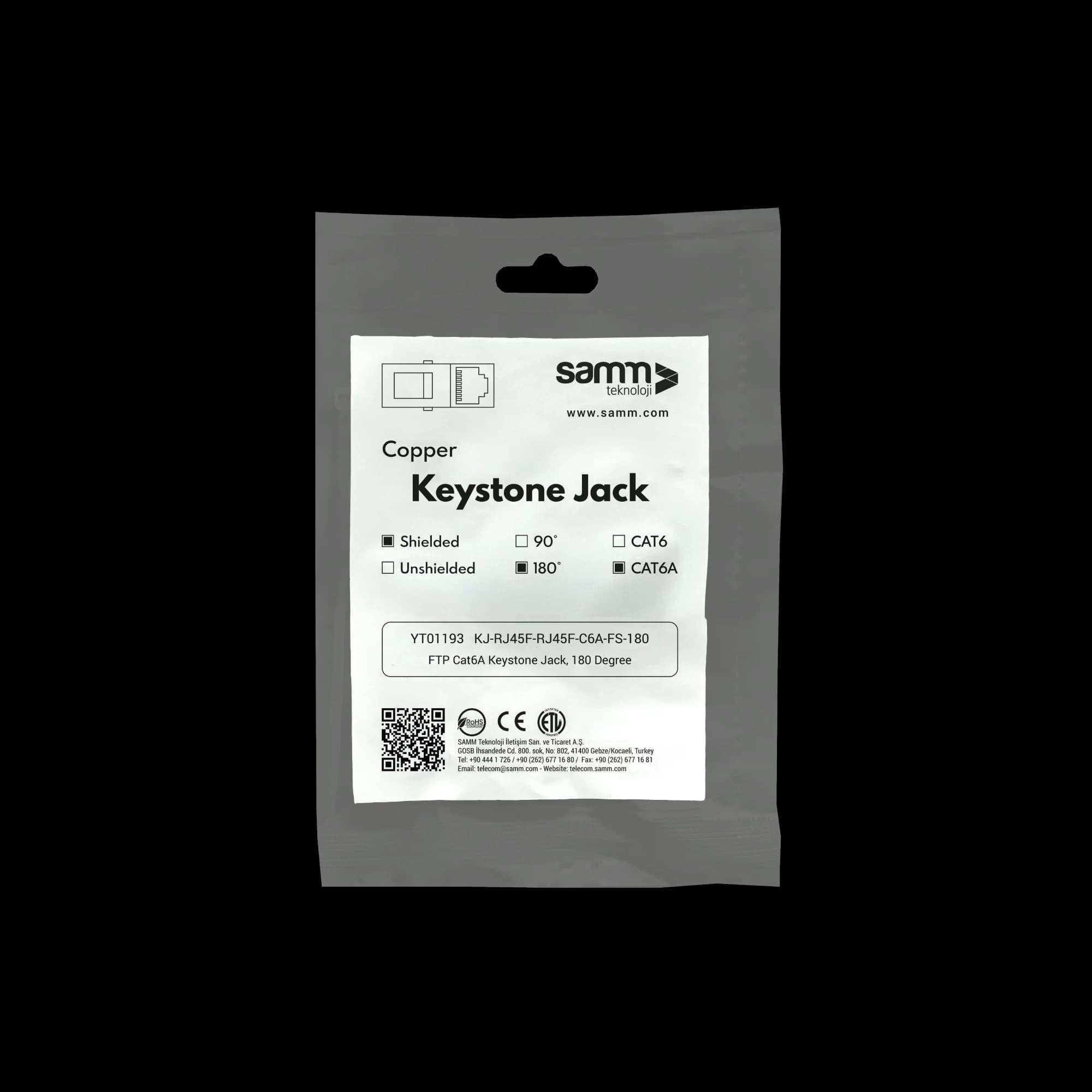 CAT6A Jack to Jack Keystone 180° | Shielded, vista 4