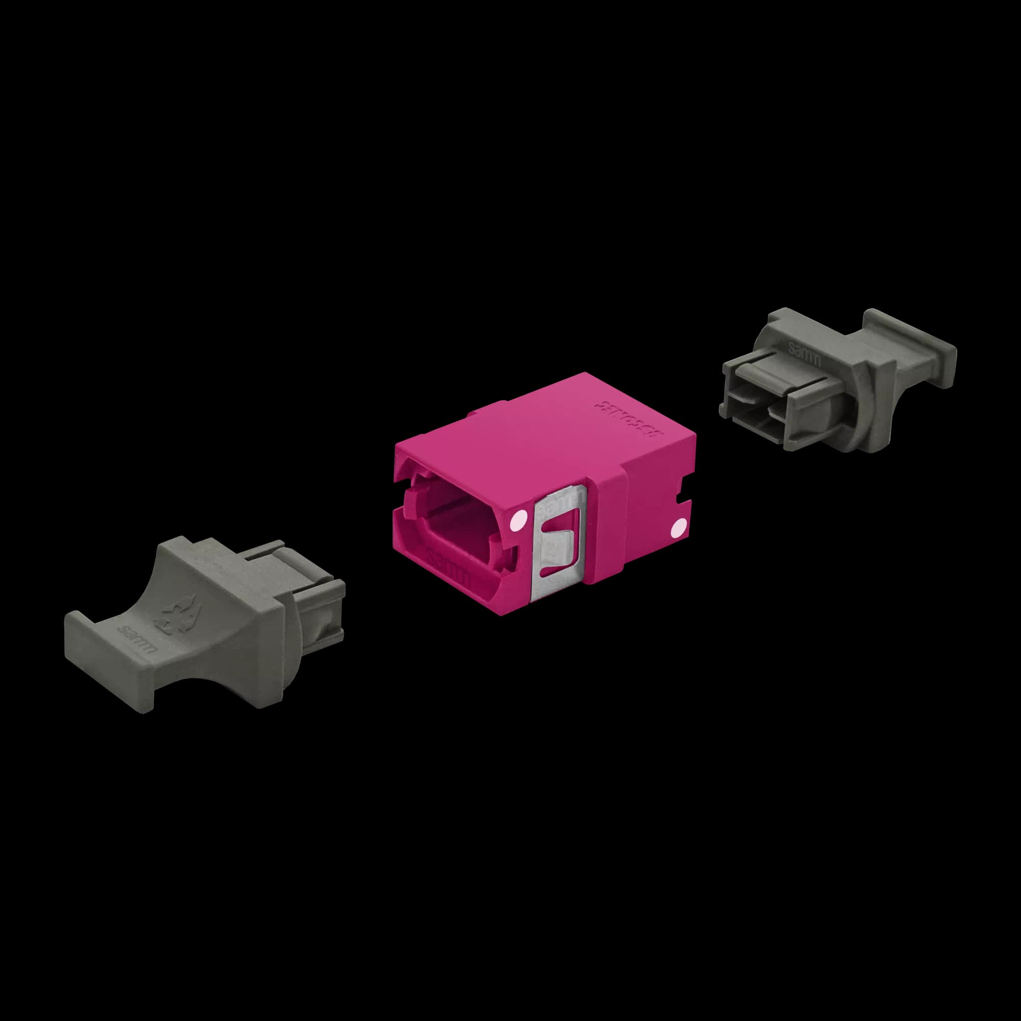 MTP Simplex Adapter | w/o Flange | Opposed Keys | 2 Dust Plugs US Conec (12226, 12229, 13853), vista 2