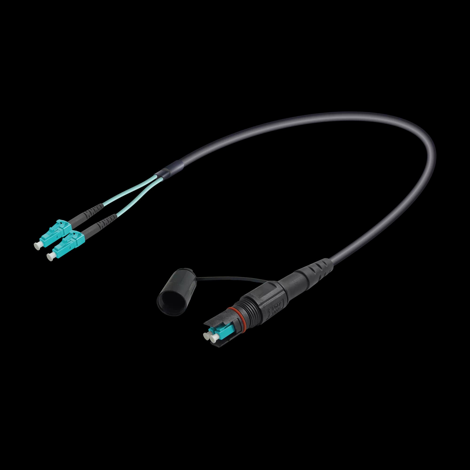 QCS Harsh Environment Multi-mode OM3 Fiber Cable Assembly | QCS-Male to LC-Duplex