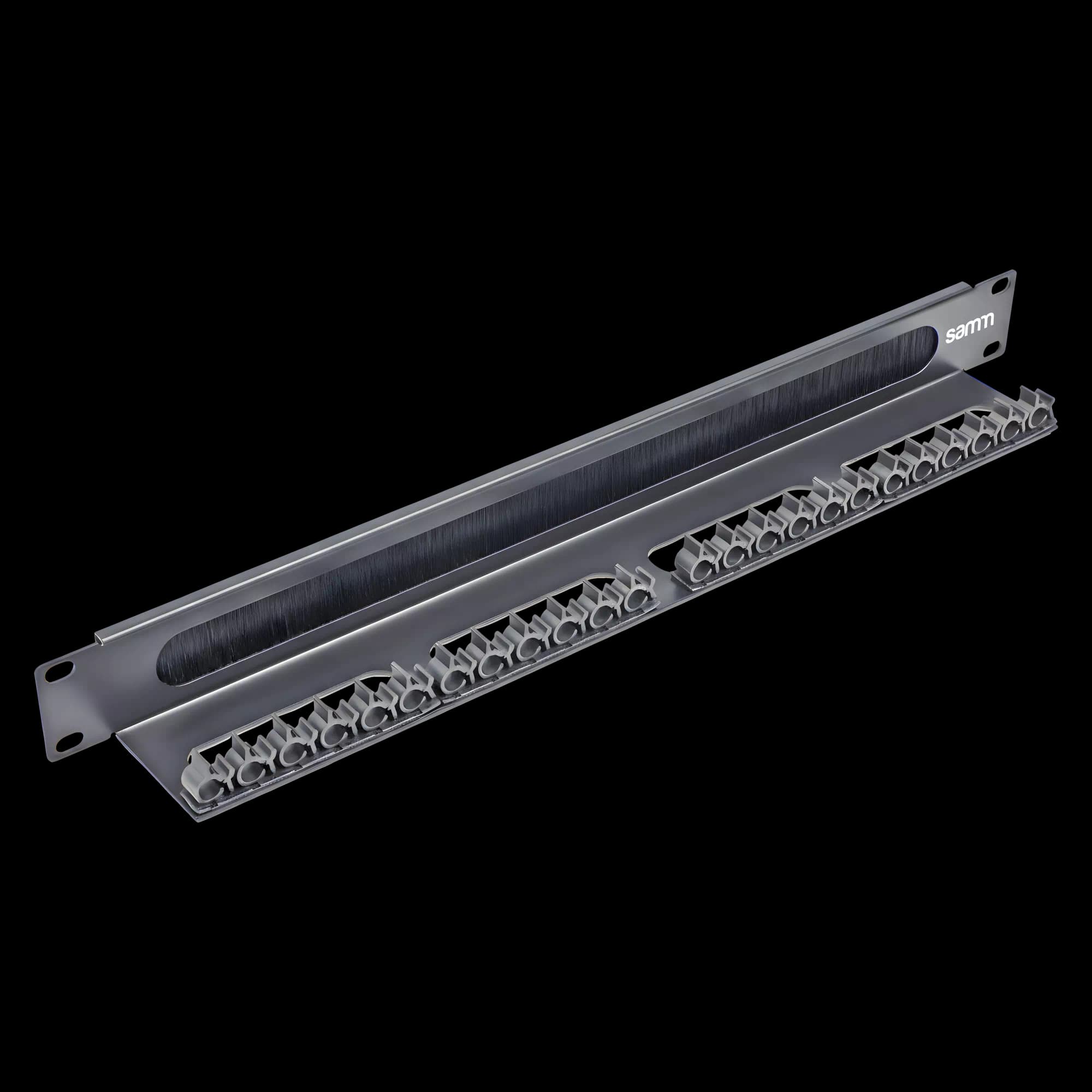 19" 1U Pass-Through Panel with Brush Strip | With Front Management Bar 1 Pc/Pack