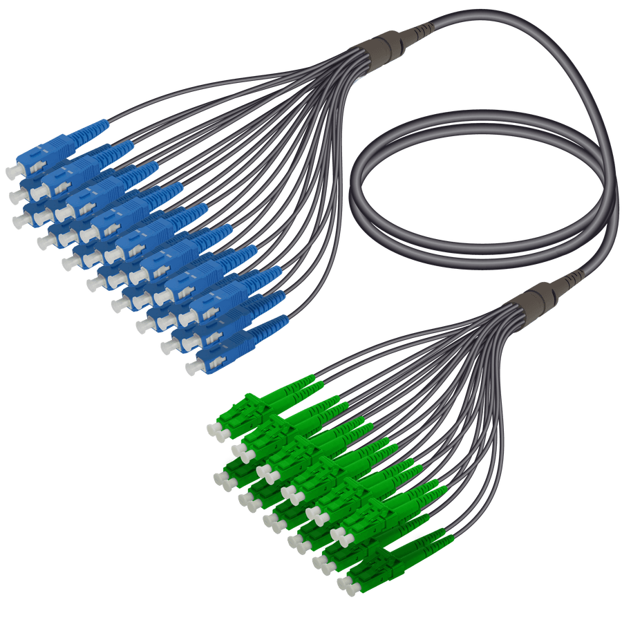 SC/UPC-LC/APC | 24 Fibers Universal Fanout | Single Mode G657.A2 | 4.8/1.8mm