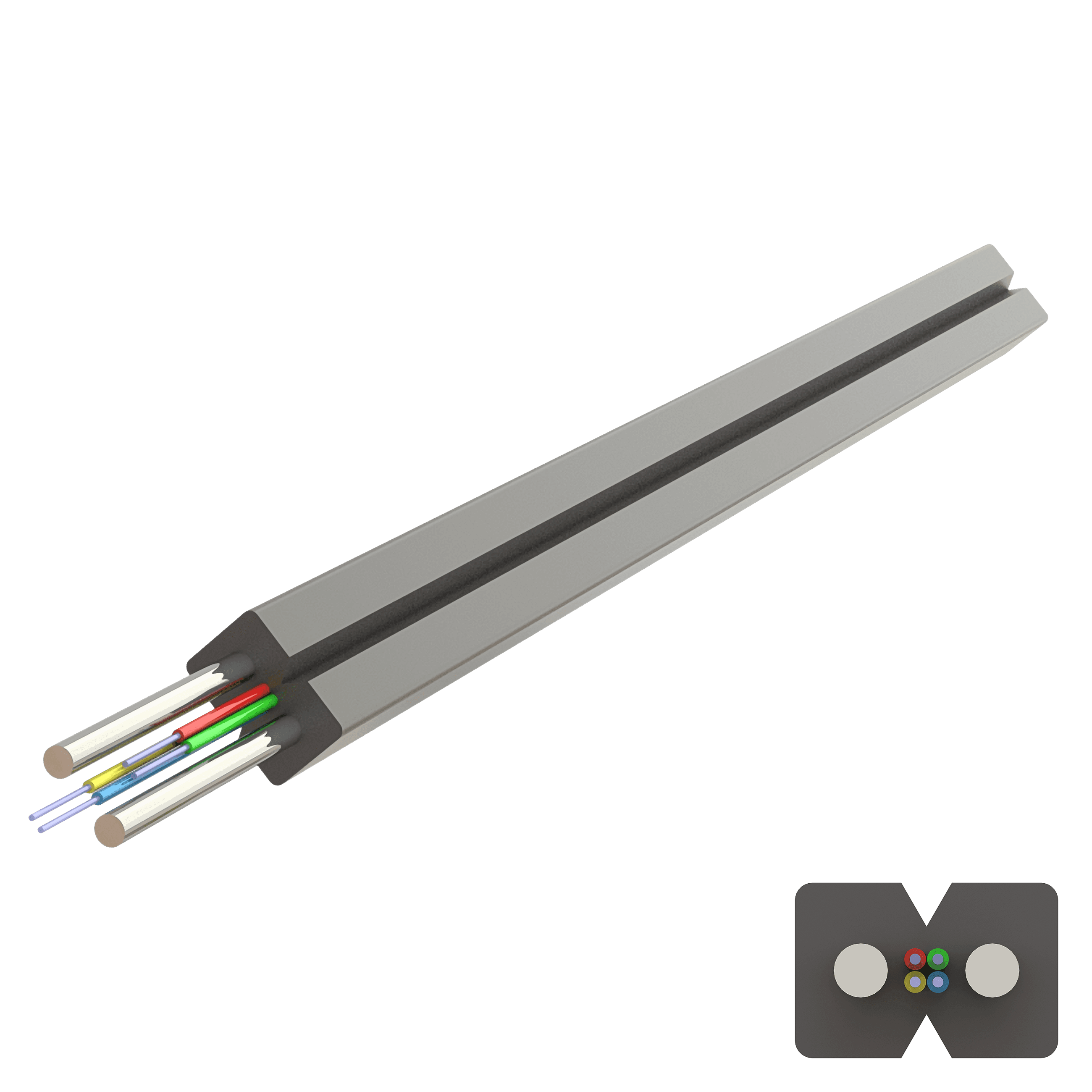 Flat Steel Drop Cable 2.0x3.0mm | U-(ZN-2S)H | Up to 4F | 1000 meters