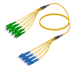 SC/APC-LC/UPC | 8 Fibers Fanout | Single Mode G657.A2 | 3.0/1.8mm, vista 2