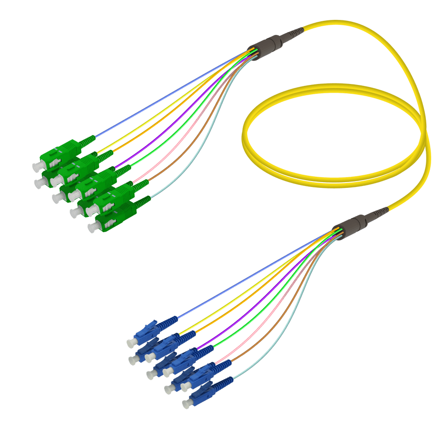 SC/APC-LC/UPC | 8 Fibers Fanout | Single Mode G657.A2 | 3.0/0.9mm