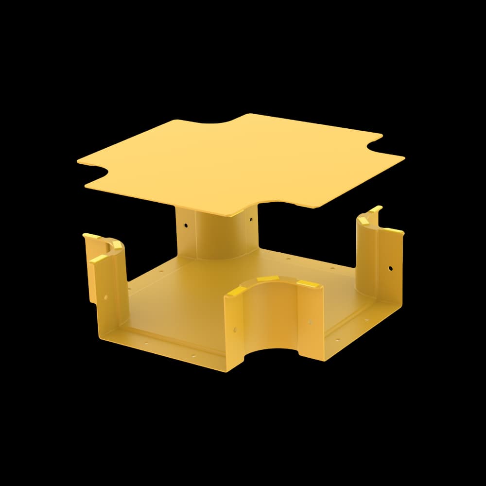 Raceways | 4 Way Cross Connection 200mm | W/ Cover, vista 3