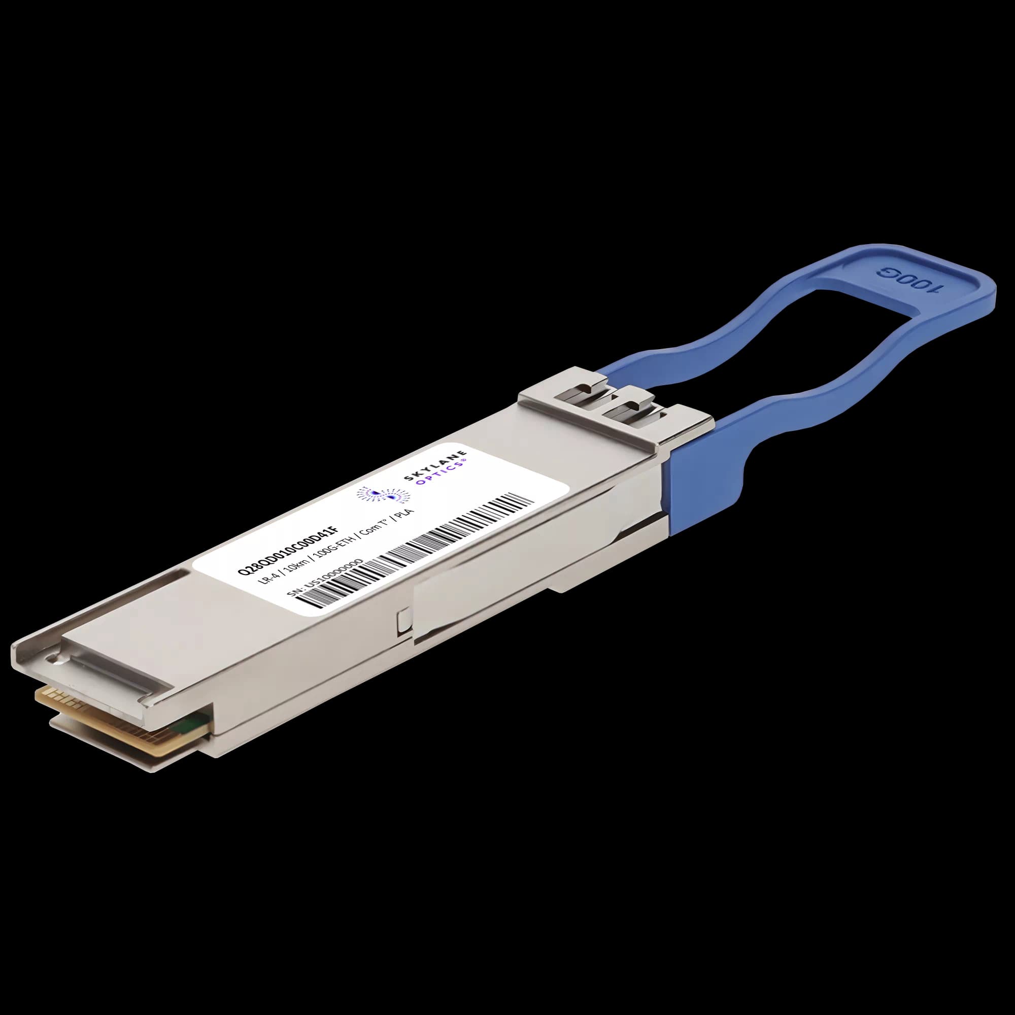 100GBase-LR4 QSFP28 Transceiver - Q28QD010C00D41F Cisco® QSFP-100G-LR4 Compatible, vista 3