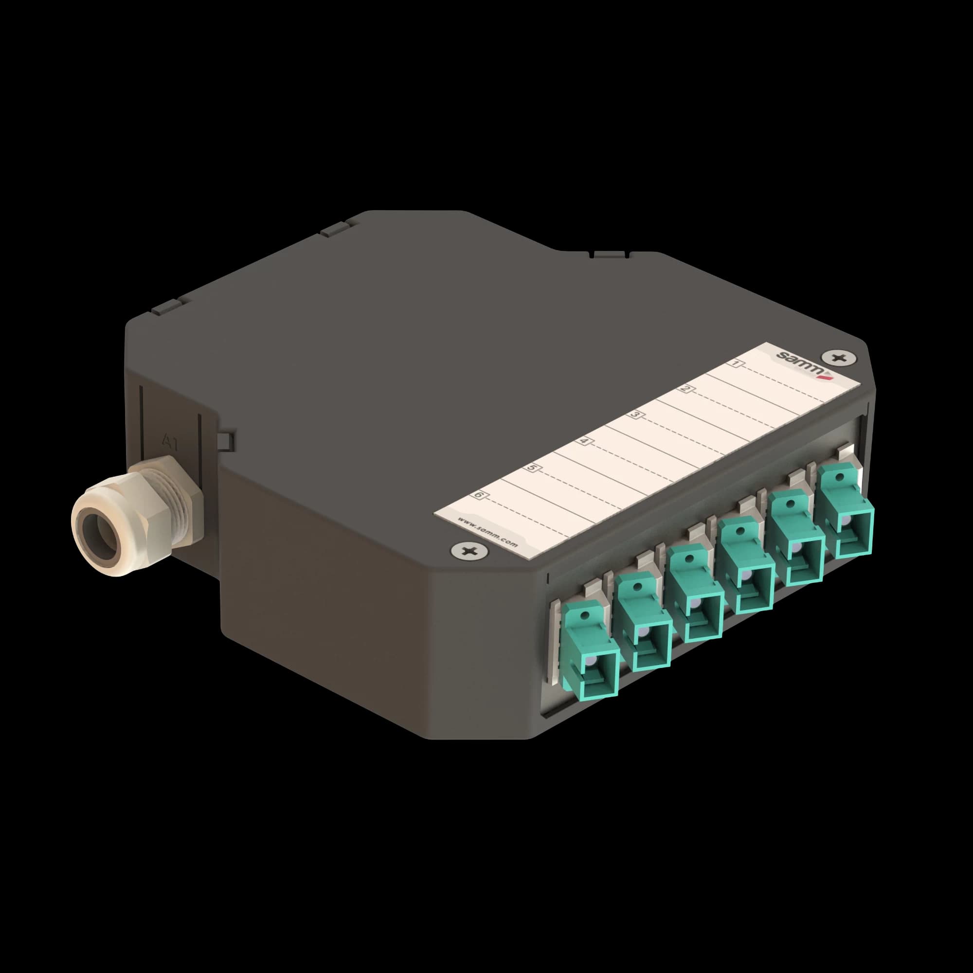 DIN Rail Termination Box | 6 SC Simplex Angled | DP2, vista 5