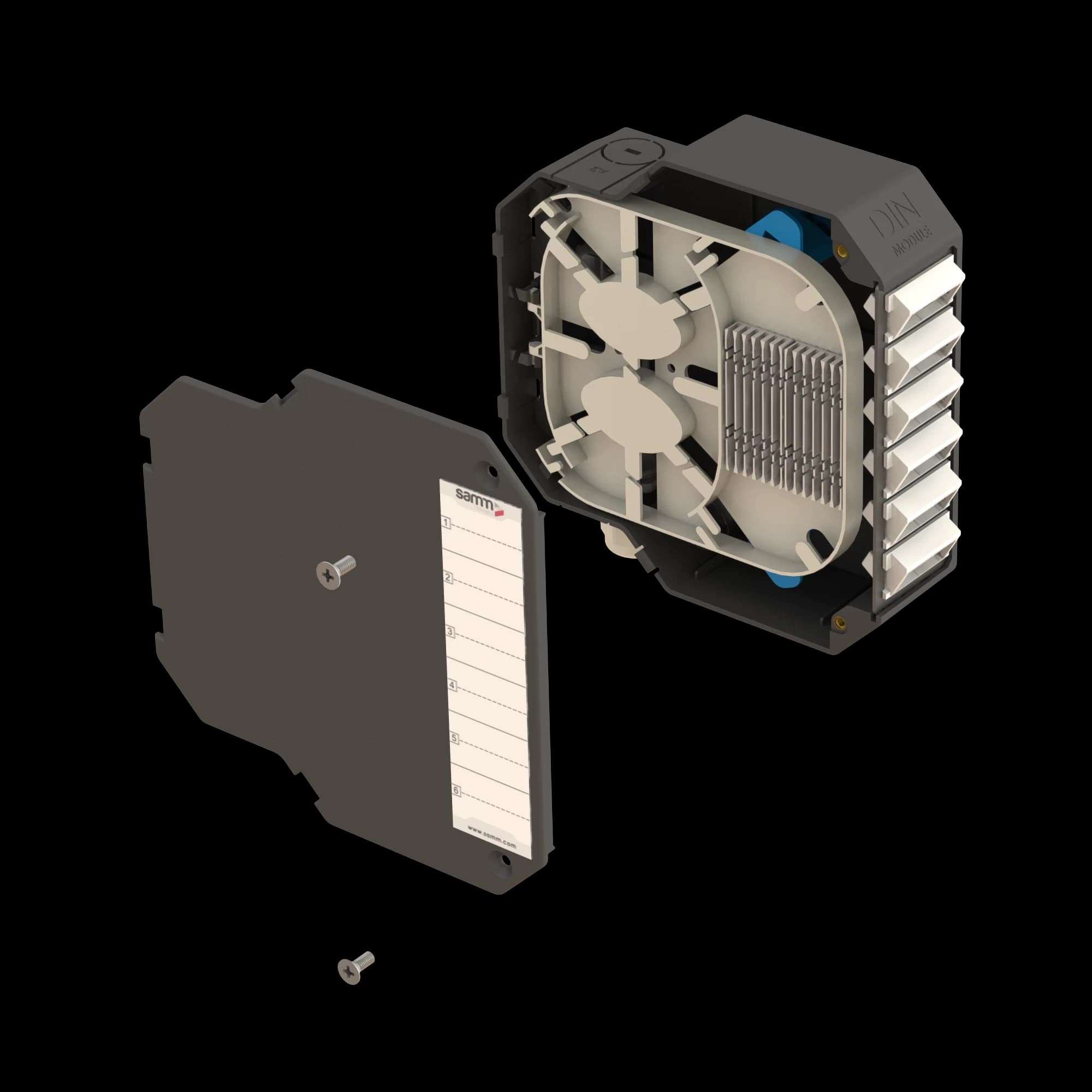 DIN Rail Termination Box | Angled | DP1 Empty (LC/QD SC/DX), vista 2