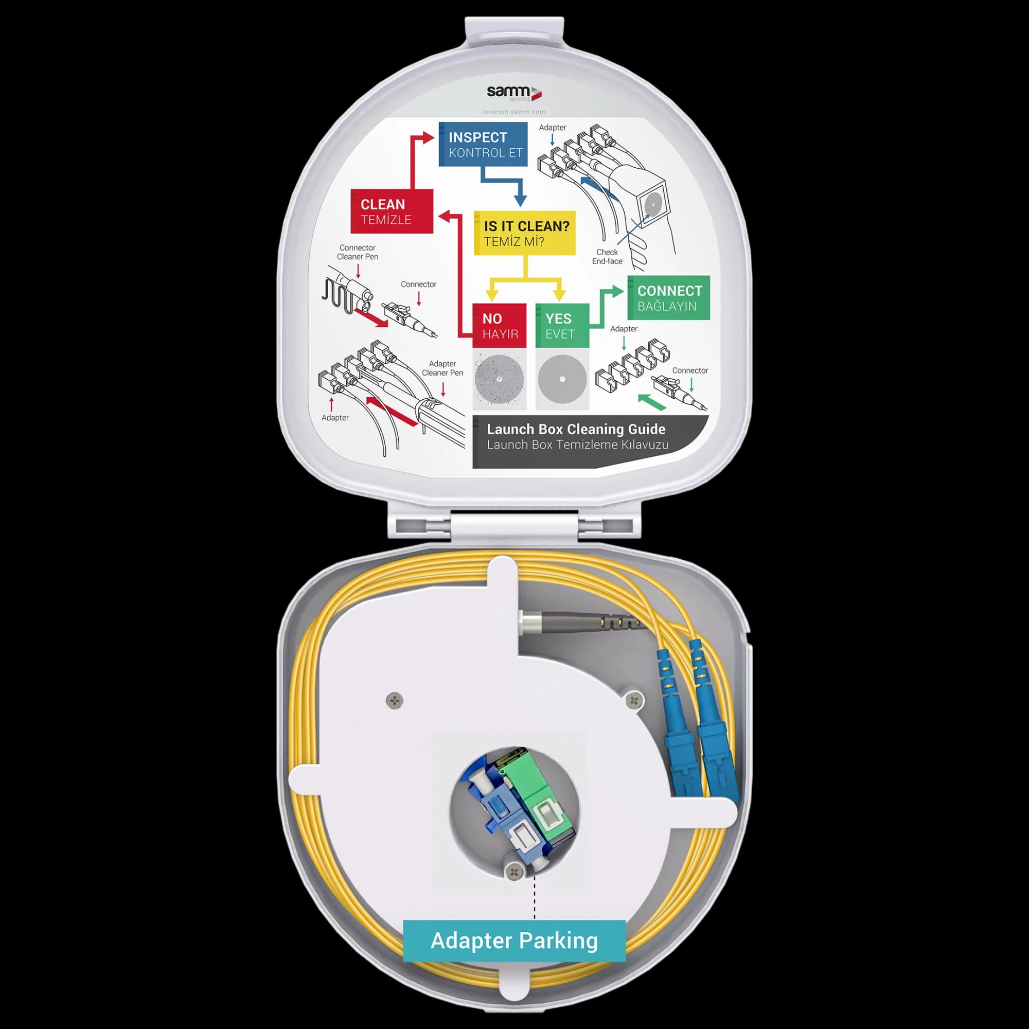 Through Type Fiber Optic OTDR Launch Box | Single Mode G657.A2 | SC UPC/SC UPC | 2000 meters, vista 6