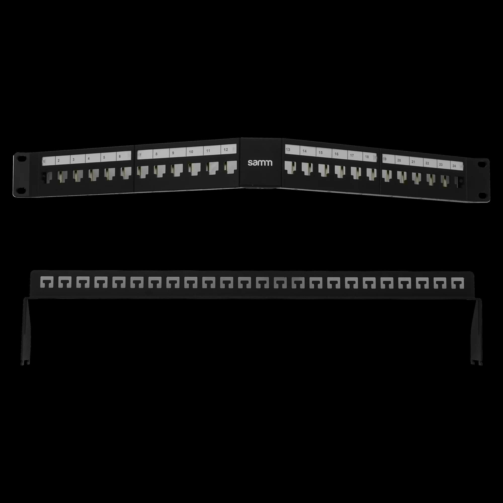 Empty Modular Angled Patch Panel | 1U CAT-6A | 24 Ports, vista 4