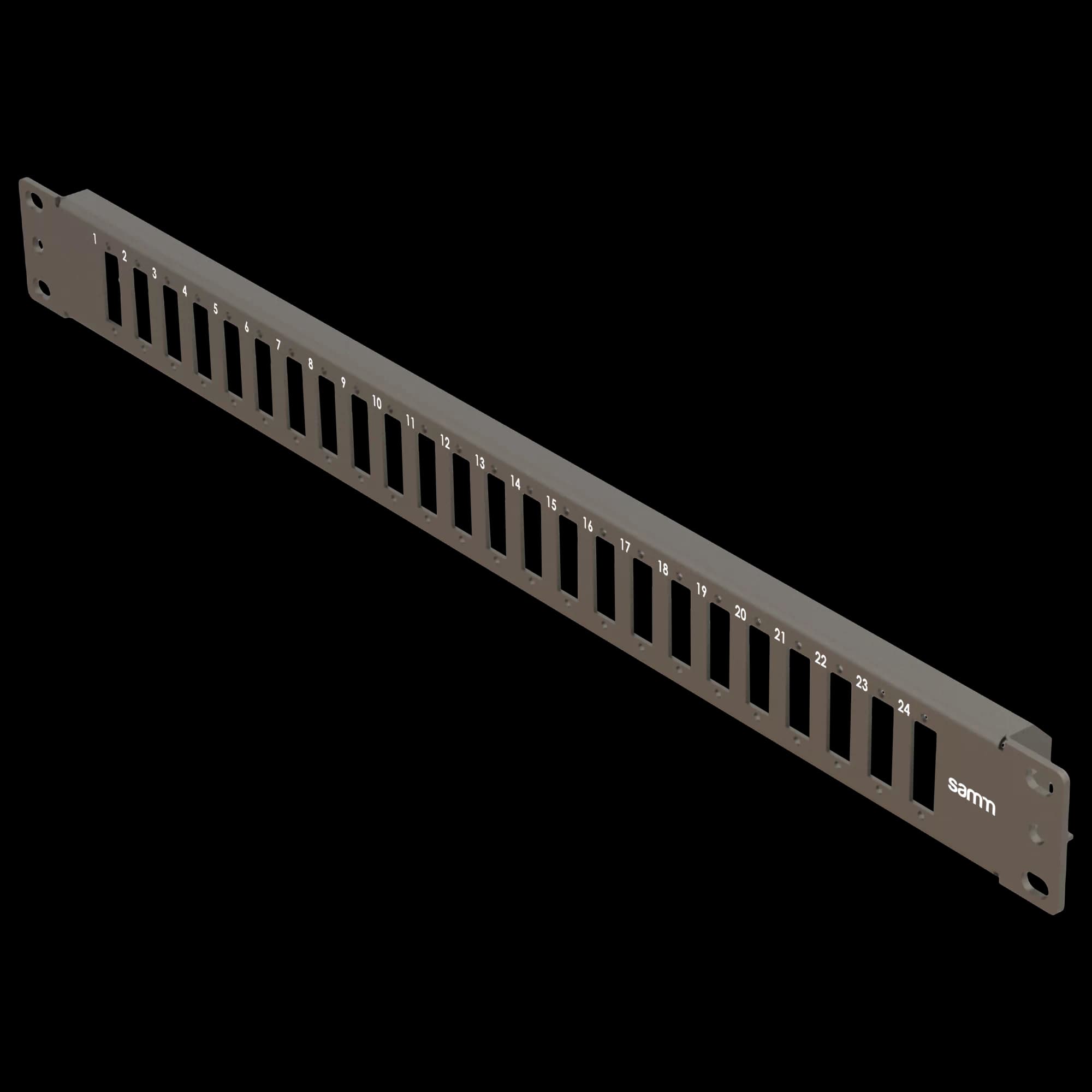 19” 1U, FP5 24 Duplex, Front Panel Frame for Fiber Adapters, Empty, Black