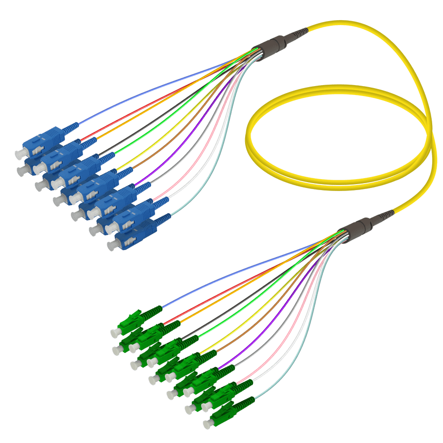 SC/UPC-LC/APC | 12 Fibers Fanout | Single Mode G657.A2 | 3.0/0.9mm