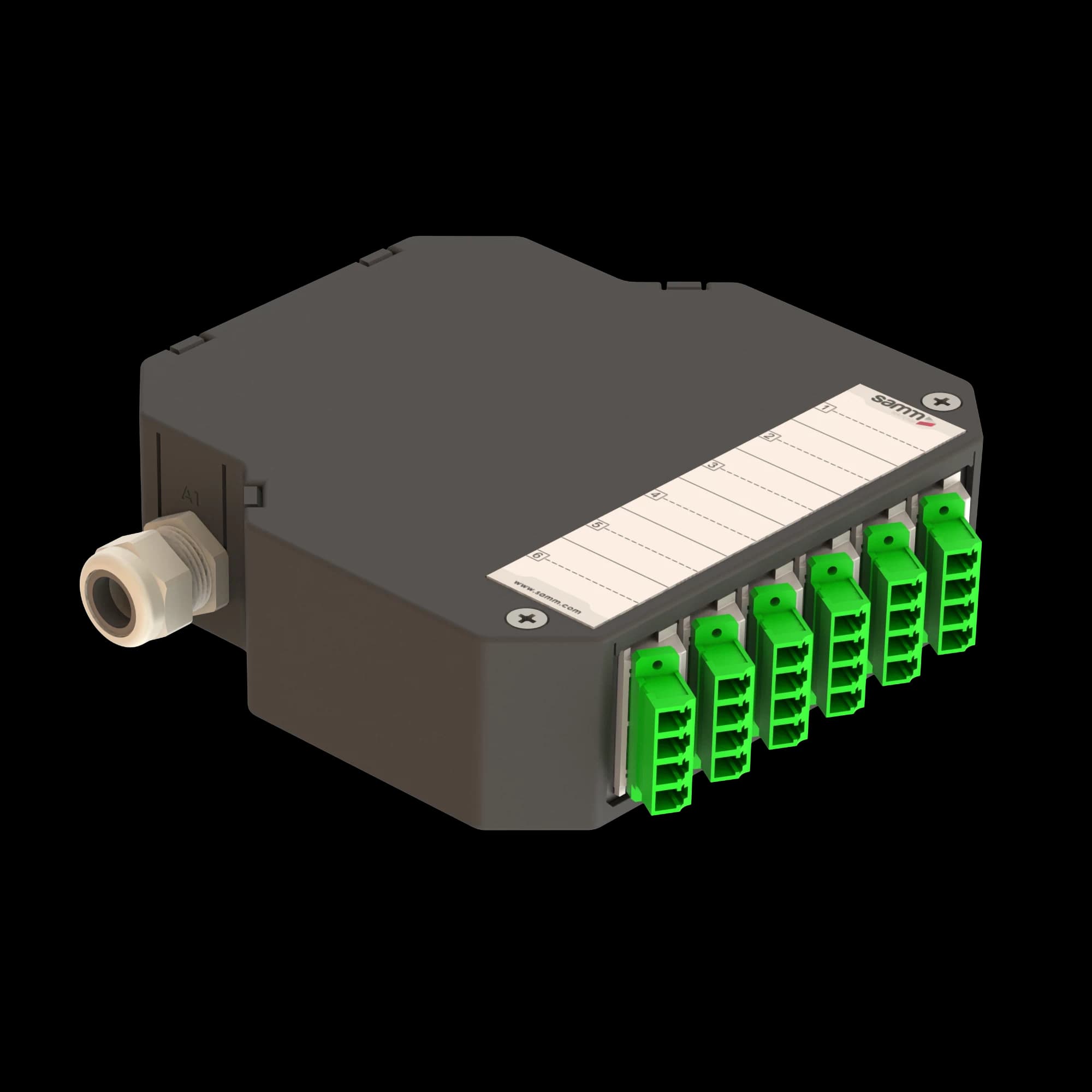DIN Rail Termination Box | 6 LC Quad Angled | DP1, vista 3