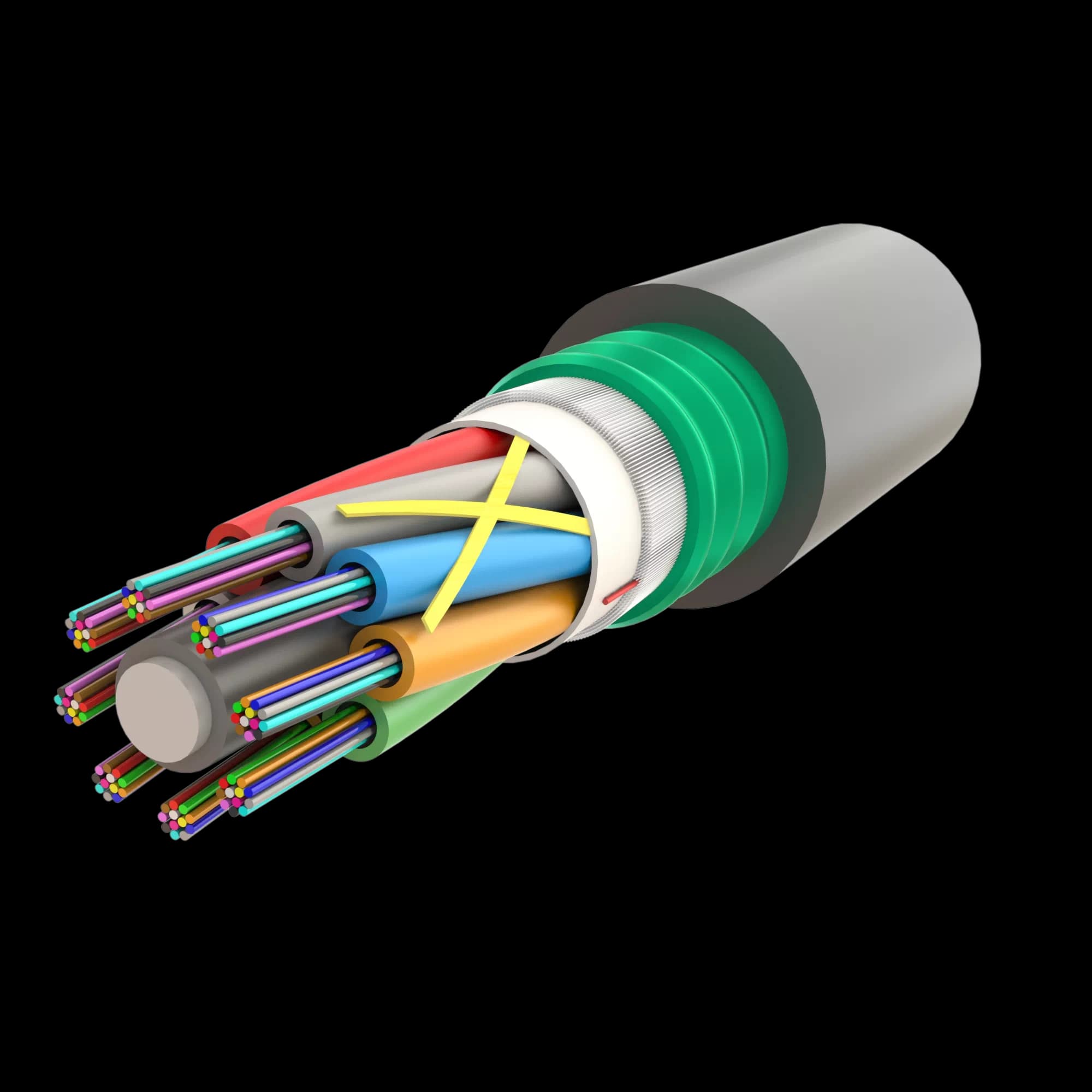Corrugated Steel-Armoured Multi Loose Tube Fiber Optic Cable | Gel-Filled | UT-D1Q(ZN-GY)(SR)H | Up to 96F | Universal