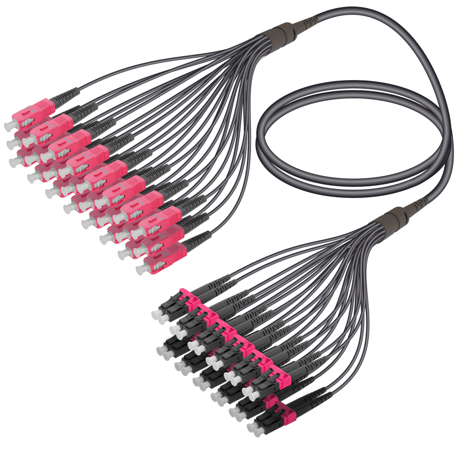 SC/UPC-LC/UPC | 24 Fibers Universal Fanout | Multi Mode G651.OM4 | 4.8/1.8mm