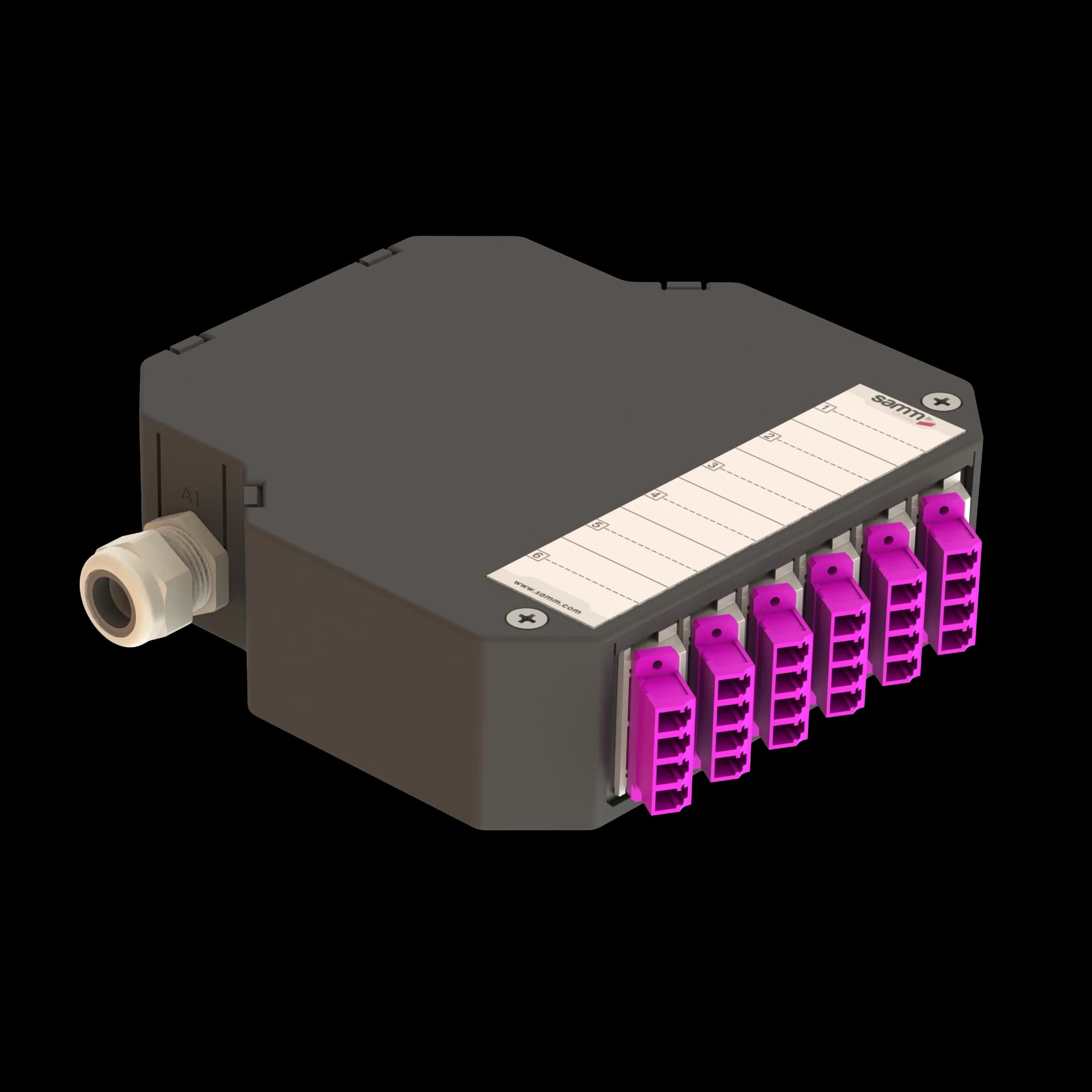 DIN Rail Termination Box | 6 LC Quad Angled | DP1, vista 6