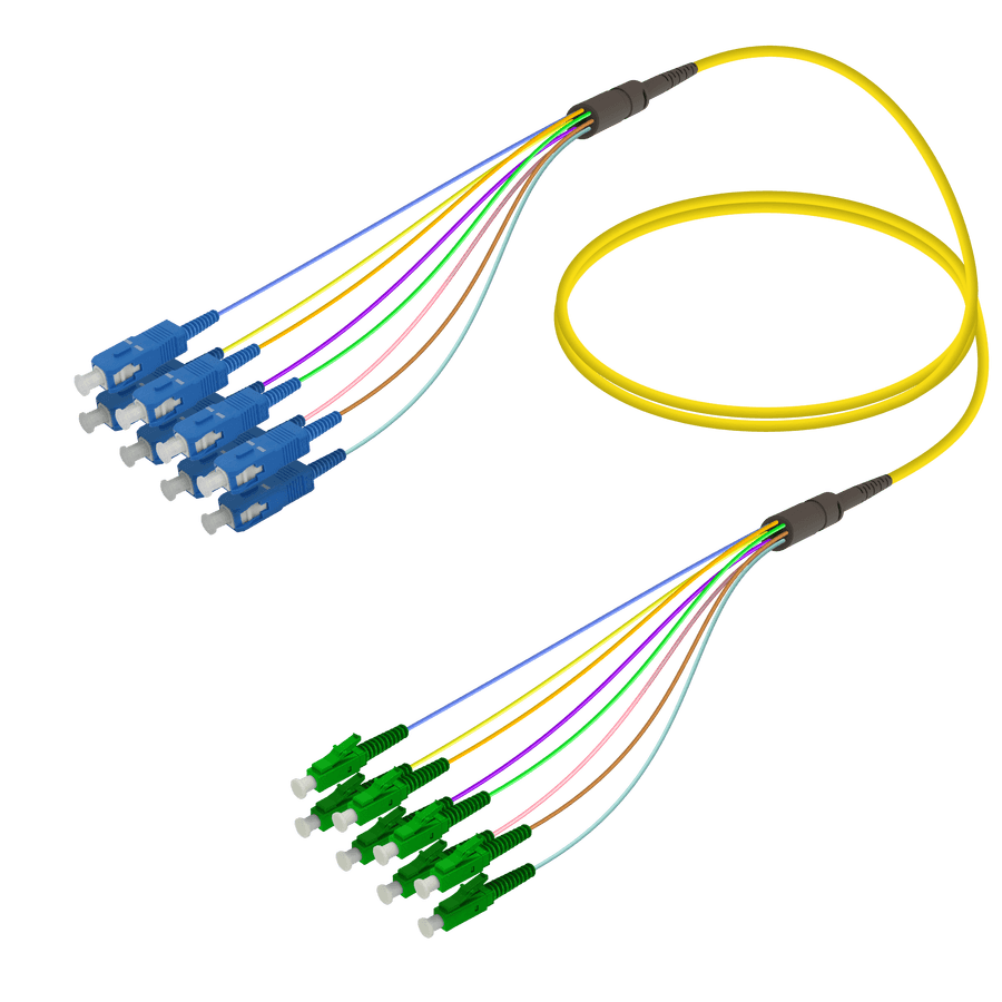 SC/UPC-LC/APC | 8 Fibers Fanout | Single Mode G657.A2 | 3.0/0.9mm