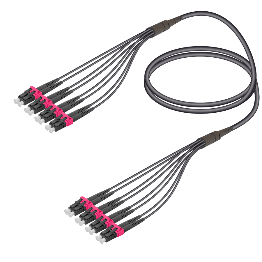 LC/UPC-LC/UPC | 8 Fibers Universal Fanout | Multi Mode G651.OM4 | 4.8/1.8mm